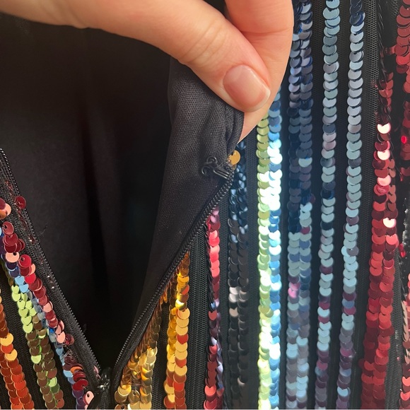 NWT Soprano Sleeveless Sequin Striped Midi Dress Multi Colored Size Small - Picture 5 of 10